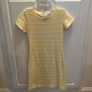 Sail to Sable Yellow White Striped T-Shirt Dress